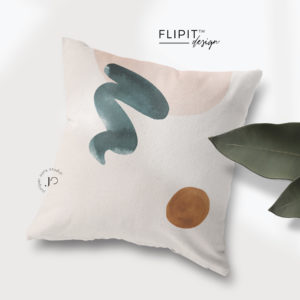 Mid Mod Throw Pillow | Abstract Watercolor Shapes | Reversible Cushion