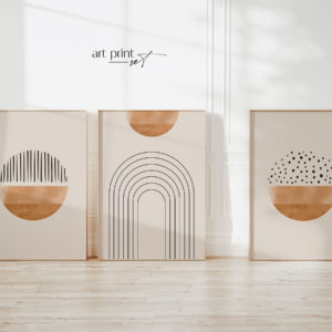 Mid-century Modern | Wall Art Set | Minimal Posters | Abstract Circle | Art Print | Muted Colors
